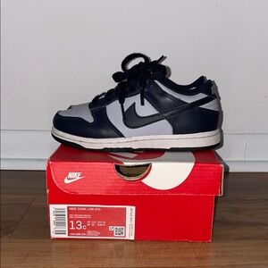 Nike Kids Dunk Low PS Black and Gray Sneakers